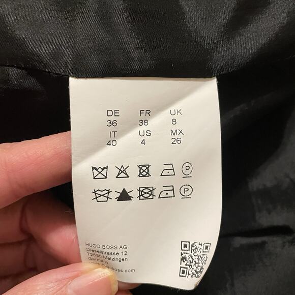 Hugo Boss US 4 S Dicoris Sleeveless Stripe Wool Knee Length Green Gray Dress - Picture 11 of 14